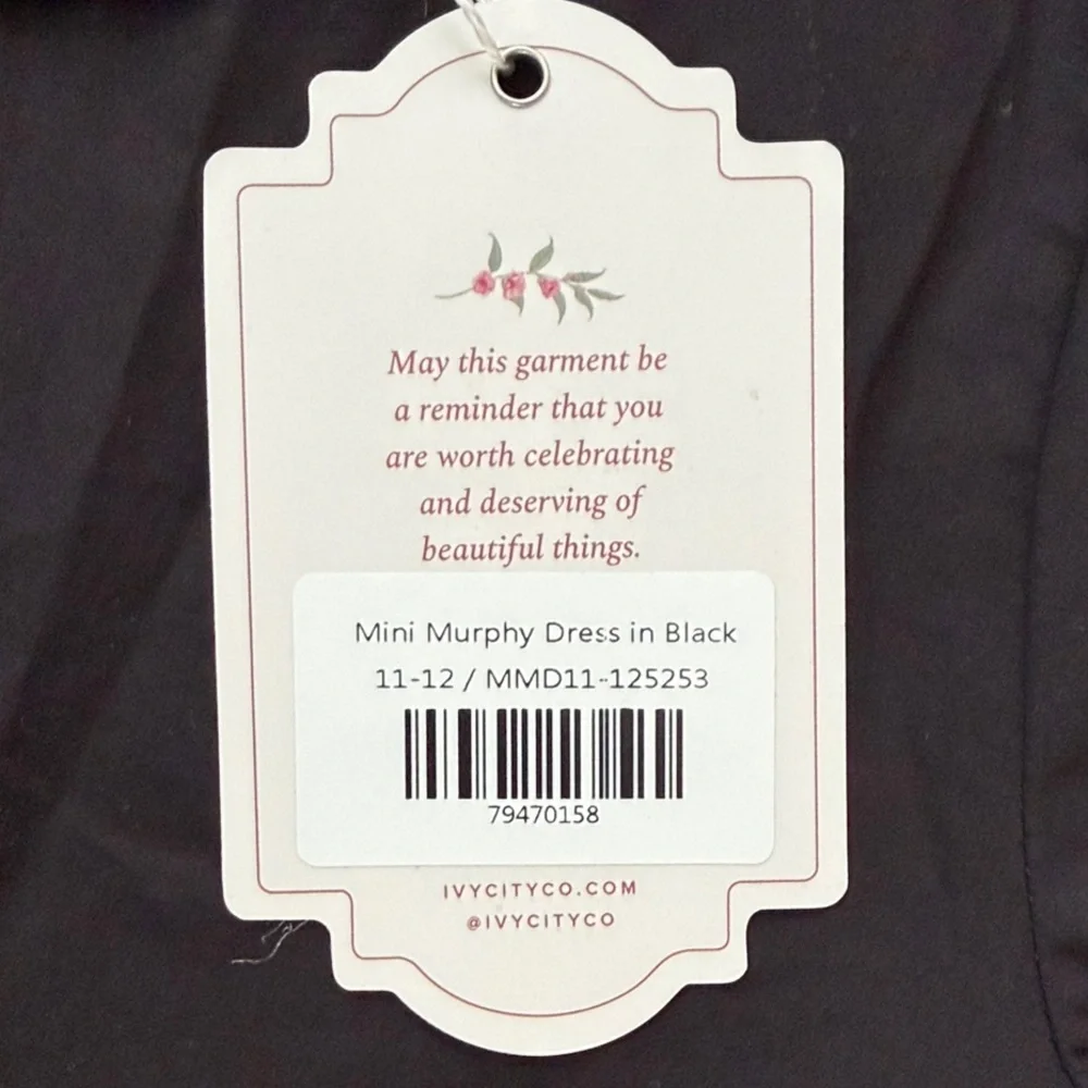 Ivy City Co Mini Murphy Black Dress with Gold Floral Trim, size 11/12